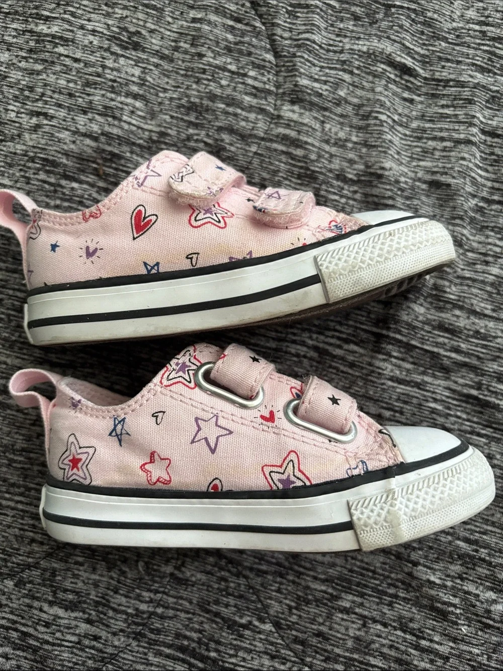 Converse Pink Star & Heart Print Kids Sneakers